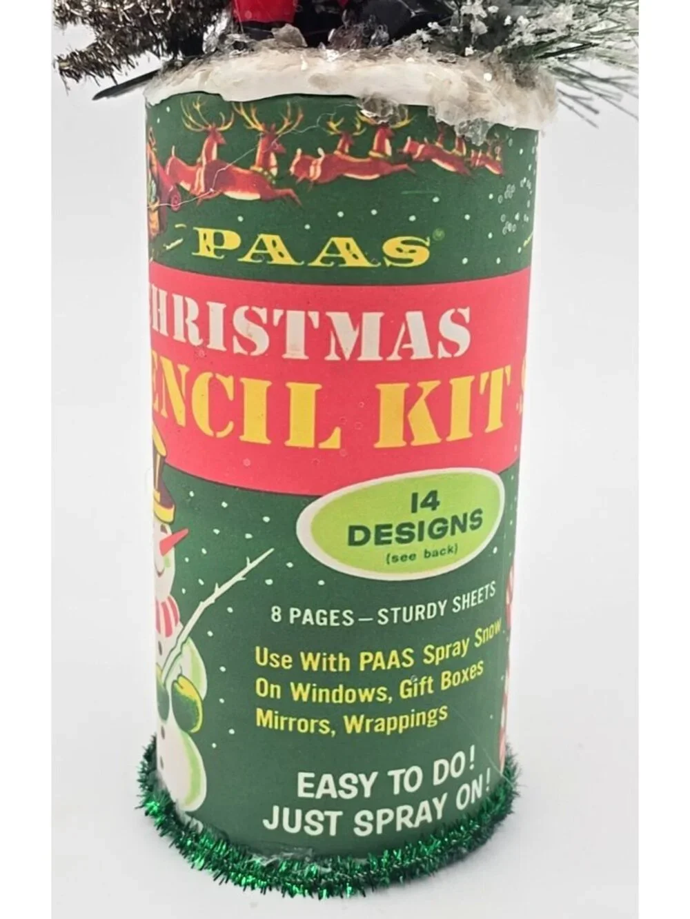 OOAK Christmas Assemblage Art Vtg Kitsch Bottle Brush Tree Santa Mica Handmade